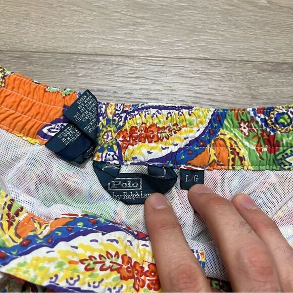 Polo Ralph Lauren Swim Trunks Mens Large Multicolor Paisley Lined Shorts 7"L - Picture 8 of 8